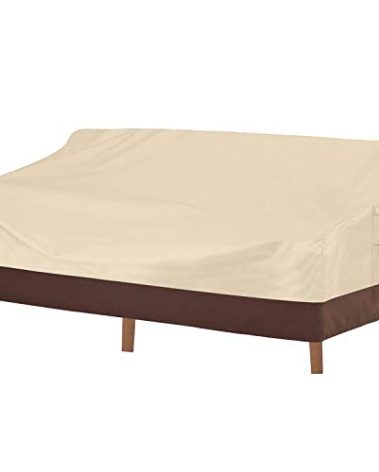 Vailge Heavy Duty Patio Sofa Cover, 100% Waterproof 3-Seater Outdoor Sofa Cover,Lawn Patio Furniture Covers with Air Vent and Handle,85" Wx 37" Dx 35" H,Beige&Brown