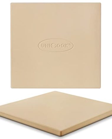 Unicook Pizza Stone for Oven and Grill, 12 inch Square Bread Baking Stone, Cordierite Baking Pan, Thermal Shock Resistant, Making Crispy Crust Pizzas, Bread, Cookie and More