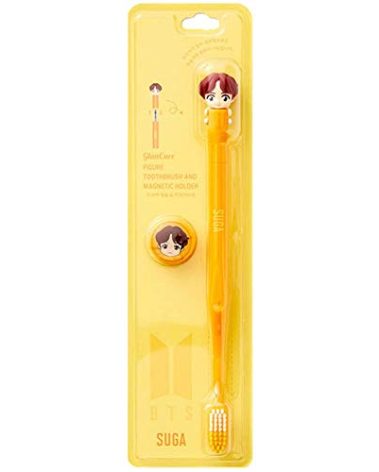 [BTS Official Merchandise] Fans Gift - K-Pop Idols Goods - BTS Character Figure Toothbrush with Convenient Magnetic Holder (Suga)