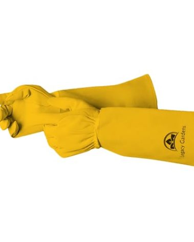 Leather Gardening Gloves for Women & Men, Long Garden Gloves, Cowhide Gauntlet Rose Pruning Thorn Resistant, Forearm Protection, XL, Yellow