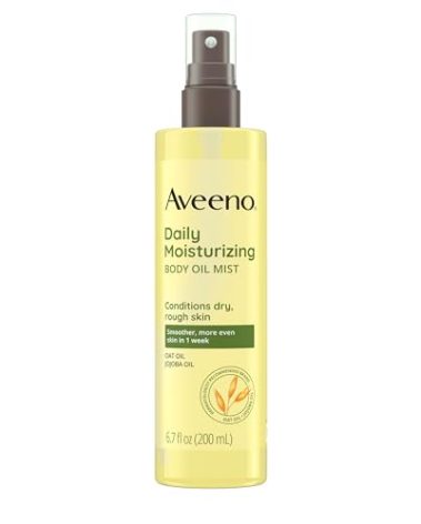 Aveeno Daily Moisturizing Dry Body Oil Mist with Oat and Jojoba Oil for Dry, Rough Sensitive Skin, Nourishing & Hypoallergenic Body Spray, Paraben-, Silicone- & Phthalate-Free, 6.7 fl. oz
