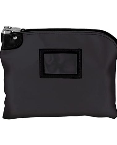 BankSupplies Laminated Nylon Locking Deposit Bag - Black - 15W x 11H - 2 Keys Included for Each Bag - HIPAA - Puncture Resistant Laminated Nylon - Double Stitched Seams