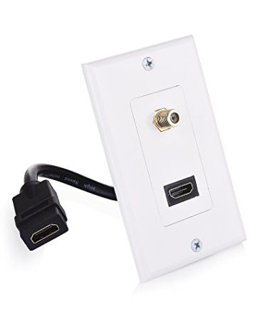 Cable Matters HDMI Wall Plate with Coax Outlet (Coax Wall Plate) in White