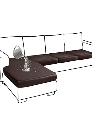 Yates Home Sectional Couch Covers 4 Piece Sofa Cushion Covers for L Shape Couch PU Leather Separate Cushions Couch Chaise Slip Cover for Both Left/Right Sectional Couch(3 Seater + 1 Chaise,Chocolate)