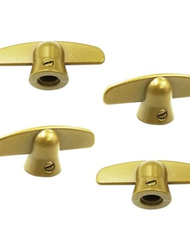 Follde Replacement Pella Casement Window Crank, T-Crank Window Handle, Casement Operator 3/8" Spline Size, Butterfly Wing Nut T-Handle, Silver Metal (Champagne * 4 Pcs)