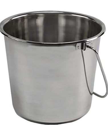 Grip Stainless Steel Bucket (4 Gallon) - Great for Pets, Cleaning, Food Prep - Hang on Fences, Cages, Kennels - Home, Garage, Workshop