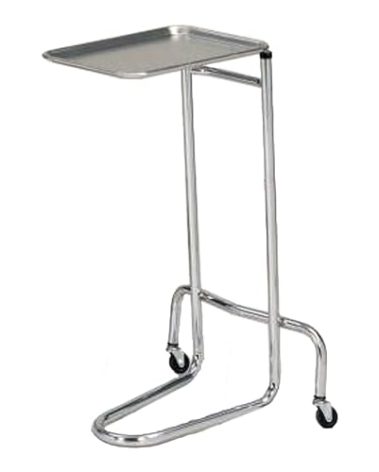 MediChoice Mayo Portable Adjustable Tray Steel Premium Instrument Stand Medical Dental Salon Tattoo Esthetician Mobile Service Cart Table Station Height 34-54 Inch MAYO1201