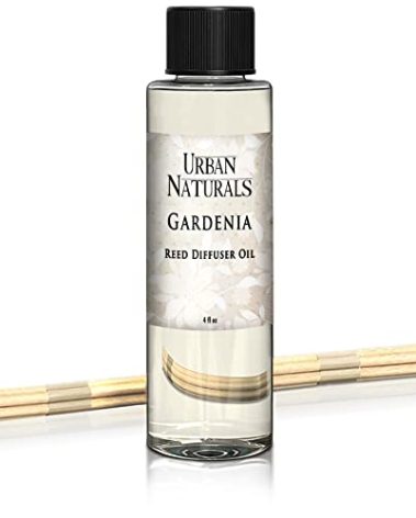 Urban Naturals Gardenia Scented Oil Reed Diffuser Refill | Includes a Free Set of Reed Sticks! Jasmine, Ylang Ylang, Tuberose & Amber Notes | 4 oz