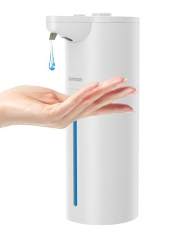 Aunmaon Automatic Soap Dispenser Touchless, Modern, Kitchen & Bathroom, Hands-Free, Adjustable Volume, Long Battery Life, Compatible with Thick & Thin Soap, Easy for Toddlers, Clog-Free, White