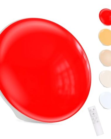 670nm Red Light Therapy Sleep Device & 10,000 Lux Sun Lamp – Dual Function Sleep Aid and Sunlight Lamp, Red Night Light Lamp to Support Deep Relaxation and Improve Sleeping for Adult & Kid Bedroom
