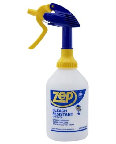 Zep New Bleach Resistant Professional Sprayer 2.0 Bottle 32 Ounces - 30 Foot Spray, Adjustable Nozzle