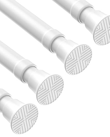 4Pack Spring Tension Curtain Rods 23 to 46 Inch,White Small Tension Rod Spring Curtain Rod No Drilling,Adjustable Short Curtain Rods for Window,Kitchen,Closet,Doorway