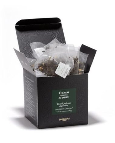 Dammann Freres Sachets, Vert Au Jasmin Tea Bags, Premium Gourmet French Jasmine Green Tea, 25 Count (Single Pack)
