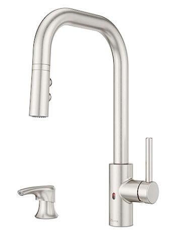Pfister Zanna Touchless Kitchen Faucet with Pull Down Sprayer and Soap Dispenser, Single Handle, High Arc, Spot Defense Stainless Steel Finish, F529EZN3GS