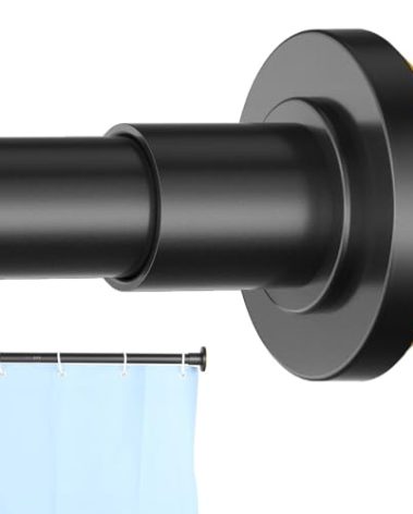 CorkLatta Black Shower Curtain Rod 31 to 80 Inch,1 Inch Diameter Adjustable Spring Tension Stainless Steel Telescoping Rod,Easy Install,No Rust