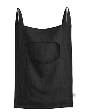 Amazhiyu 100% Linen Door Hanging Laundry Hamper Bag, 19x27 Inches (Black)