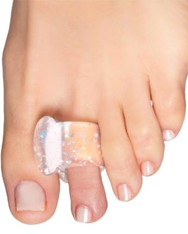 ZenToes Gel Toe Separators for Overlapping Toes, Bunions, Big Toe Alignment, Corrector and Spacer - 4 Pack (Glitter)