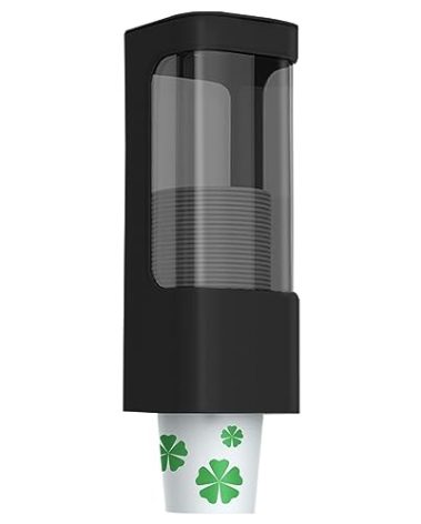 IWNTWY Cup Dispenser, Wall Mount Water Cooler Cup Holder Fit 3-5oz Small Cups, Pull Type Cups Holder for Home, Bathroom, Office Hospital, Adhesive Paste or Screw Install (Black)