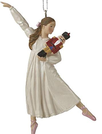 Clara Nutcracker Ballet Ornament – 4” Ballerina Christmas Tree Decor | Nutcracker Clara Ornament Gift for Dancers | Pearlized Clara in White Gift Box