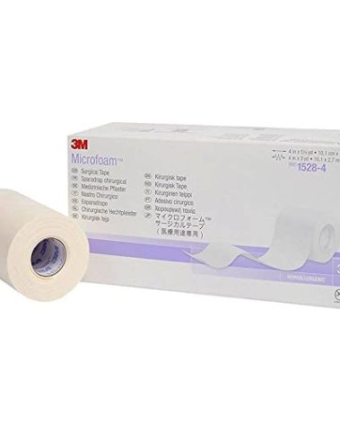 3M™ Microfoam™ Surgical Tape, 1528-4, 4 inch x 5 1/2 yard (10cm x 5m), Stretched, 3 Rolls/Carton