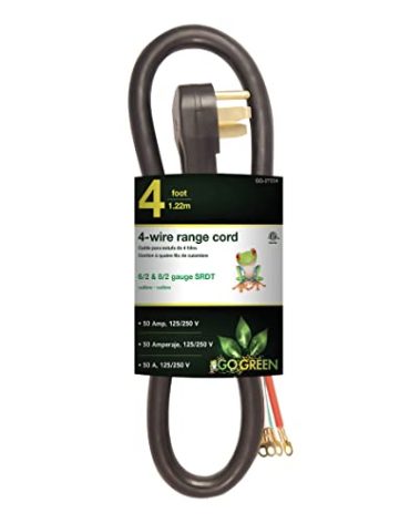 GoGreen Power (GG-27204) 4' 4-Wire Range Cord, 50 Amp, 4 Ft.