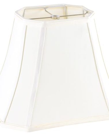 GO&SO Square Cut Corner Lampshade Spider, 8x14x11 Inch Medium Beige Cream Table Lamp Shade,Natural Fabric Easy Assembly (Single), Modern Lamp shade for Floor Lamps Replac Bedroom Lamp Decor