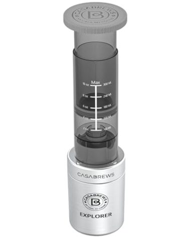 CASABREWS KP3000 Portable Coffee Maker, 2 in 1 Small Travel Coffee Machine for K Cup Pod or Ground Coffee, Quick Coffee Press Kit with Stainless Steel Cup, Cup Lid, Straw and Storage Bag