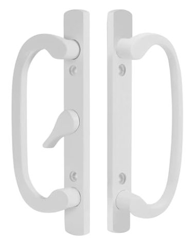 8.5" Legacy Sliding Patio Glass Door Center Latch White Handle Set Replacement - Sash Controls 2265 - Mortise Type, Fits 3-15/16" Screw Hole Spacing and Fits 1-1/4" to 2-1/4" Door Thickness