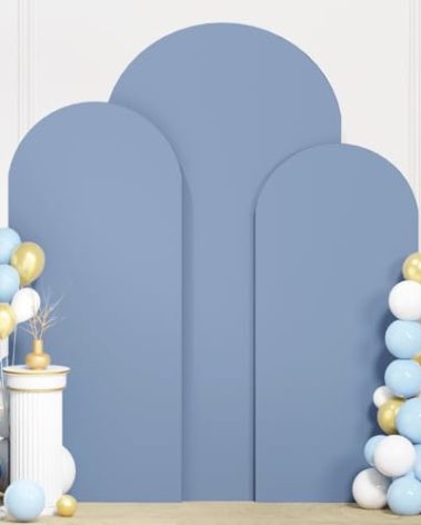 ROMANKAS Dusty Blue Arch Cover Wedding Arch Cover 6FT 6.6FT 7.2FT Set of 3 Double Sided Spandex Arch Covers Stretchy Backdrop for Wedding Party Ceremony Decor Arched Backdrop Covers
