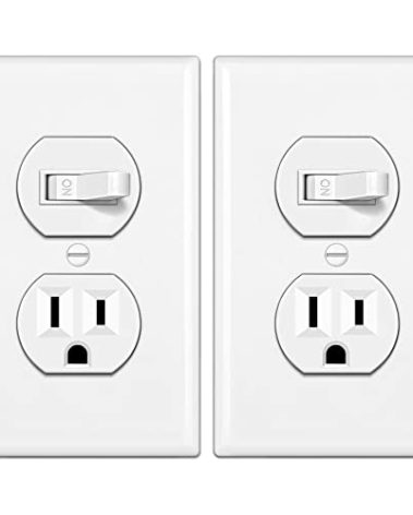 BESTTEN 2 Pack Combination Toggle Light Switch and Duplex Receptacle Outlet, Single Pole Toggle Wall Switch, Grounded Outlet, Combo Style, 15 Amp, Wallplate Included, UL Listed, White