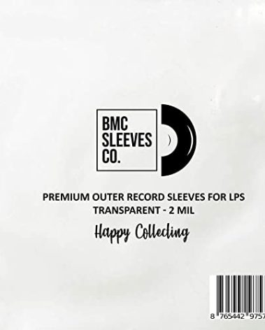 BMC 50 Vinyl Record Sleeves for 12 Inch 33 RPM LP | Transparent Outer Sleeves Premium Protection | Clear Polypropylene Album Covers | Ideal for Single Double or Gatefold Storage – 2 MIL