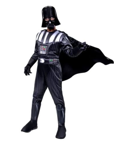 Star Wars Darth Vader Official Youth Deluxe Costume - Padded Jumpsuit with Gloves, Detachable Cape, and Plastic Mask (S) Multi