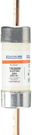 Mersen TR-R Tri-Onic Time-Delay/Class RK5 Fuse, 250VAC/250VDC, 200kA AC/20kA DC, 200 Ampere, 1-9/16" Diameter x 7-1/8" Length