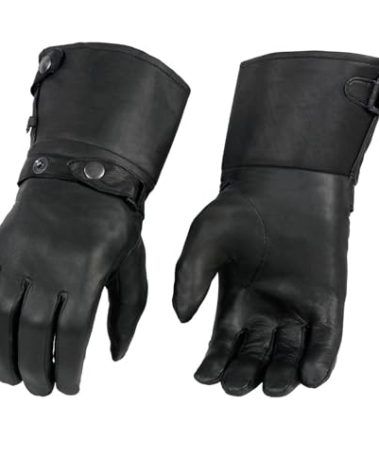 Milwaukee Leather Men's Gauntlet Motorcycle Hand Gloves-Black Leather Long Cuff Snap Closure Thermal Lined-SH264 - X-Large