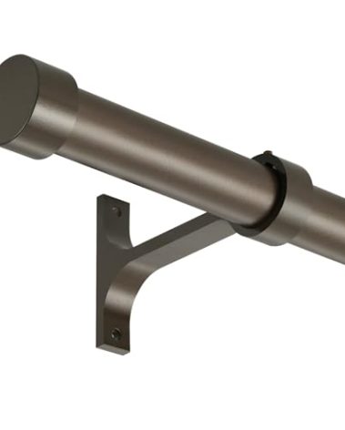 Lwiiom Dark Bronze Curtain Rods for Windows 48-86", 1-Inch Adjustable Drapery Rods with Aluminum End Cap and Brackets for Room Divider, Bedroom, Living room, Kitchen, Bathroom Etc