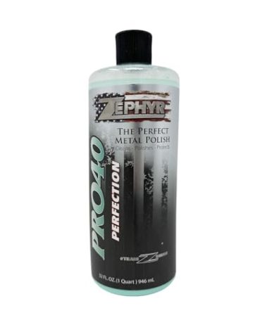 Zephyr - Pro 40 Perfection Liquid Metal Polish - Stainless Steel & Aluminum Polish for Big Rigs, Semi Trucks, Fuel Tanks, & More - 32 oz