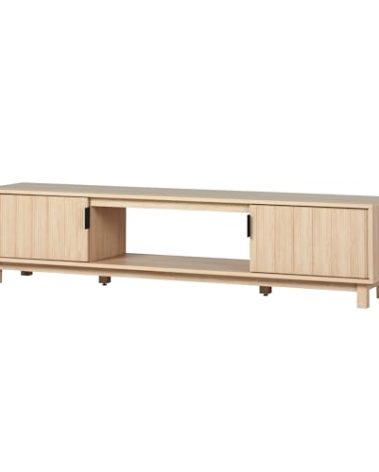 Walker Edison Arundo Fluted TV Stand for TVs up to 80 Inches, 70" TV Stand, Coastal Oak