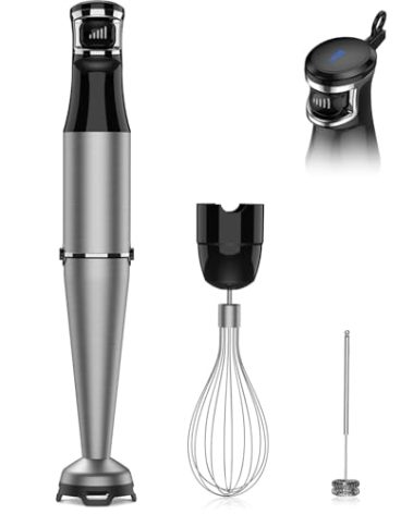 Immersion Blender Handheld 1100W 3 in 1 Corded Stick Hand Blenders for Kitchen with Trigger Speed Control, with Whisk, Milk Frother Attachemnts, Perfect Emulsifier for Soup, Smoothie, Puree