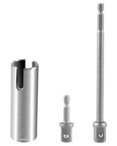 EVRBUL Stainless Steel Scissor Jack Slotted Drill Adapter T-Slot Drill Attachment with 2 Adapter Bits Compatible with RV Manual Scissor Jacks C-Jack Stabilizing Jack and Variety of Pop-up Campers