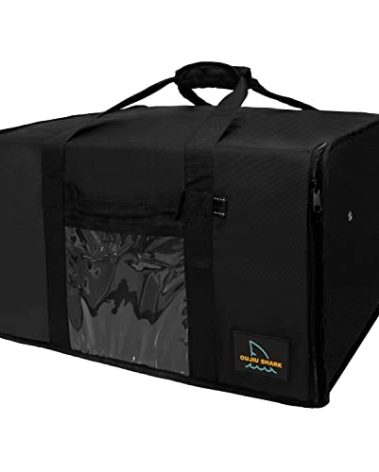 OujiuShark Insulated Pizza Bags for Delivery, 20in x 20in x 12in, Commercial Pizza Warmer Bag, Large Pizza Carrier for Hot and Cold Food (Black)