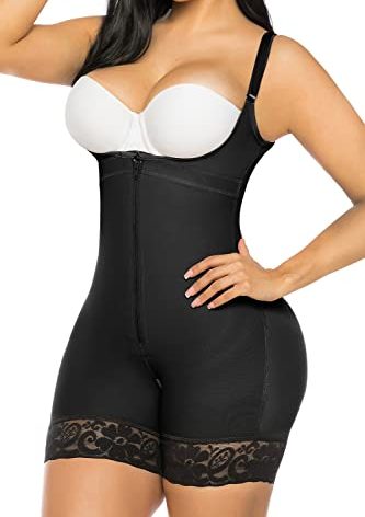 YIANNA Fajas Colombianas Shapewear for Women Tummy Control Postpartum Body Shaper Butt Lifter Post Surgery Compression Garment Bodysuit,YA7212-Black-L