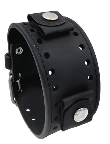 REV Crazy Horse Leather Strap Lug Width Wide Black Cuff Watch Band CHO-K 20mm -22mm