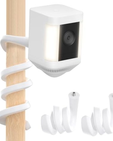 2Pack Flexible Twist Mount for Stick Up Cam Battery/Plug-in 3rd Gen/𝐑𝐢𝐧𝐠 Outdoor Cam Plus & 𝐑𝐢𝐧𝐠 Spotlight Cam/Pro/Plus (Battery), Easy Installation Mounting Bracket Without Drilling (White)