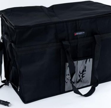 Electric Heated Insulated Food Delivery Bag, Pizza Delivery Bags for Hot and cold Food Large Reusable (23x14, Delivery Bag + Heating Pad)