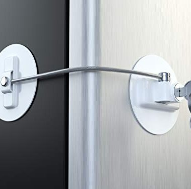 MUIN Highly Secured Refrigerator Lock with Key – Mini Refrigerator Door Lock for Children and Adults – Multi Functional Lock for Securing Fridge, Drawers and Health Products (White)