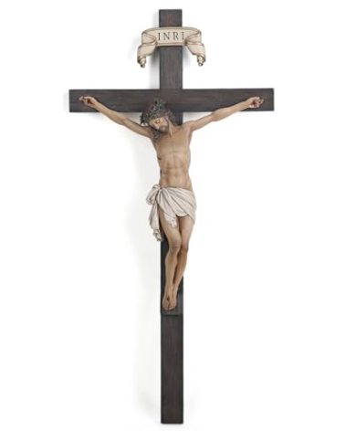 BC Catholic Crucifix Wall Cross in 24" H Jesus Christ indoor Home Decor Collectable Religious Gifts Renaissance Sculpture handmade By Buildclassic