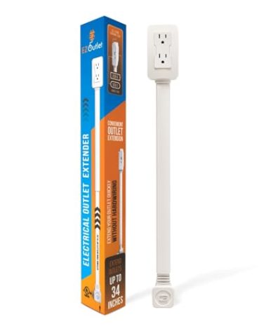 EZ Outlet Electrical Outlet Extender. Access Hard-to-Reach Outlets! Features USB-A, USB-C, and 2 AC Outlets, Extends 22"-34", Rotates 180°. Use Behind Couches, Nightstands, Desks, and More.