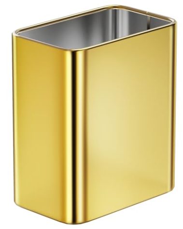 Cesun Small Bathroom Trash Can 2.1 Gallon Wastebasket, Modern Metal Garbage Can Office Waste Basket, Gold Stainless Steel Trash Bin for Bedroom, Home Office, Toilet, rv, Near Desk, Under Sink