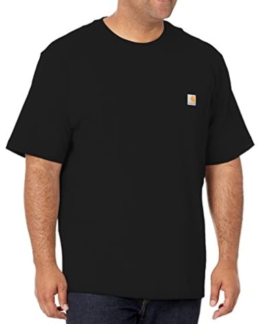 Carhartt Mens Loose Fit Heavyweight Short-Sleeve Pocket T-Shirt Work Utility t Shirts, Black, Medium US