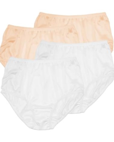Teri Women's 331X Plus Full Cut Nylon Briefs | Soft & Comfortable High-Waisted Underwear - 4 Pack